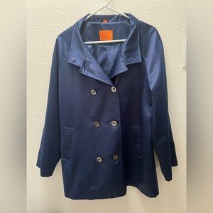 JUDY CROWELL Double-Breasted navy blue coat, size large